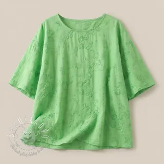 Bavlnená látka EMBROIDERY Catchy leaves green