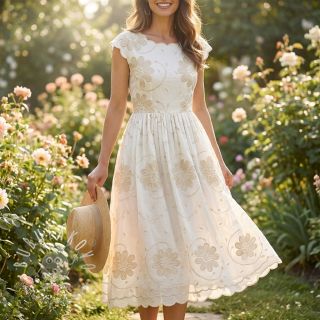 Bavlnená látka EMBROIDERY Bellagio butter