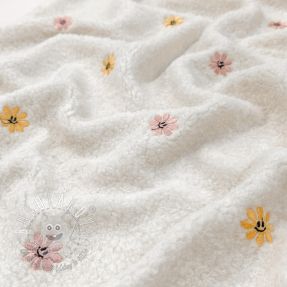 Kabátovina TEDDY EMBROIDERY Smiley flowers yellow