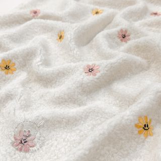 Kabátovina TEDDY EMBROIDERY Smiley flowers yellow