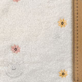 Kabátovina TEDDY EMBROIDERY Smiley flowers yellow