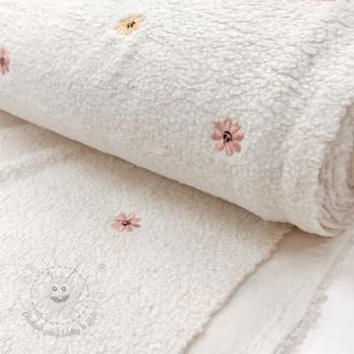 Kabátovina TEDDY EMBROIDERY Smiley flowers yellow