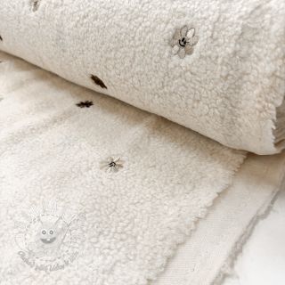 Kabátovina TEDDY EMBROIDERY Smiley flowers choco