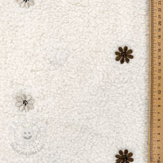 Kabátovina TEDDY EMBROIDERY Smiley flowers choco