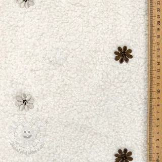Kabátovina TEDDY EMBROIDERY Smiley flowers choco