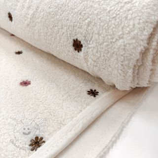 Kabátovina TEDDY EMBROIDERY Smiley flowers old pink