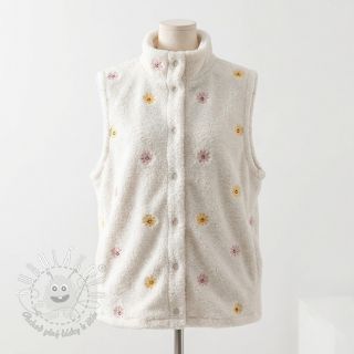 Kabátovina TEDDY EMBROIDERY Smiley flowers yellow