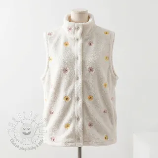 Kabátovina TEDDY EMBROIDERY Smiley flowers yellow
