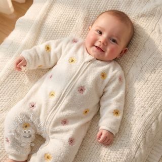 Kabátovina TEDDY EMBROIDERY Smiley flowers yellow