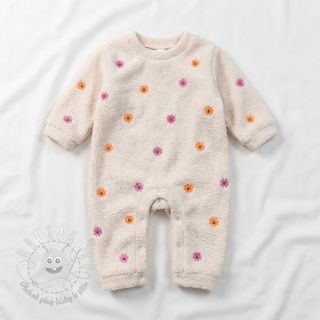 Kabátovina TEDDY EMBROIDERY Smiley flowers orange