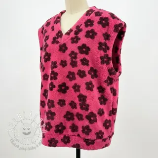 Kabátovina TEDDY Flower power bordeaux