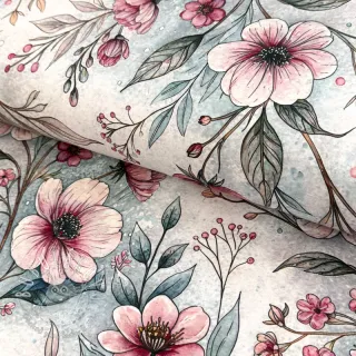 Úplet VISCOSE LYCRA HEAVY Classic flowers design D