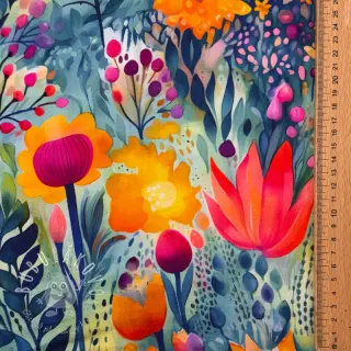Úplet VISCOSE LYCRA HEAVY Tulips design E