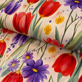 Úplet VISCOSE LYCRA HEAVY Tulips design A