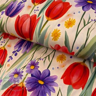 Úplet VISCOSE LYCRA HEAVY Tulips design A