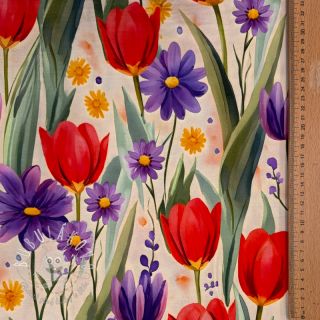 Úplet VISCOSE LYCRA HEAVY Tulips design A