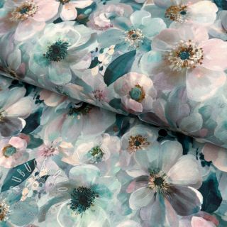 Úplet VISCOSE LYCRA HEAVY Classic flowers design B