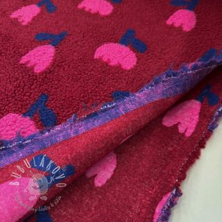 Kabátovina TEDDY JACQUARD Tulips dark red