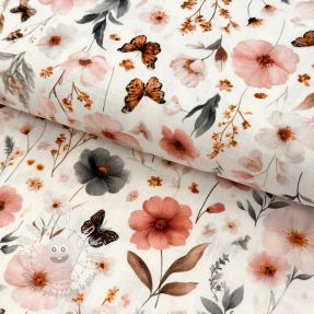 Viskóza s ľanom Flower sea design D