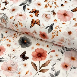 Viskóza s ľanom Flower sea design D