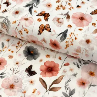 Viskóza s ľanom Flower sea design D