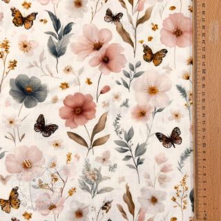 Viskóza s ľanom Flower sea design D