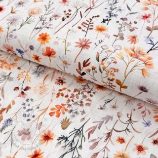 Viskóza s ľanom Flower sea design B