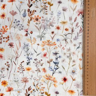 Viskóza s ľanom Flower sea design B