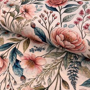 Viskóza s ľanom Floral design D