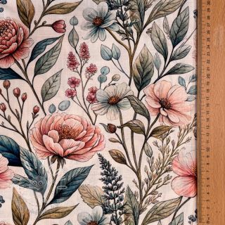 Viskóza s ľanom Floral design D