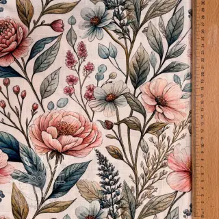Viskóza s ľanom Floral design D