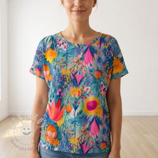 Úplet VISCOSE LYCRA HEAVY Tulips design E