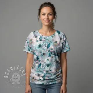 Úplet VISCOSE LYCRA HEAVY Classic flowers design B