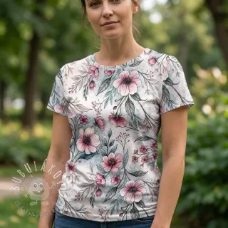 Úplet VISCOSE LYCRA HEAVY Classic flowers design D