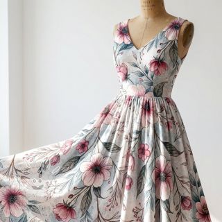 Úplet VISCOSE LYCRA HEAVY Classic flowers design D