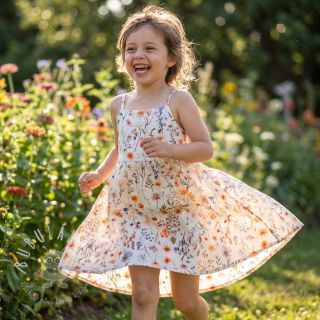 Viskóza s ľanom Flower sea design B