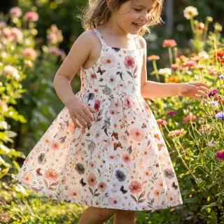 Viskóza s ľanom Flower sea design D