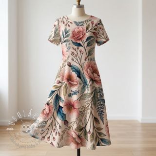 Viskóza s ľanom Floral design D