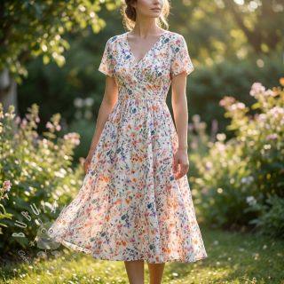 Viskóza s ľanom Shabby chic design D