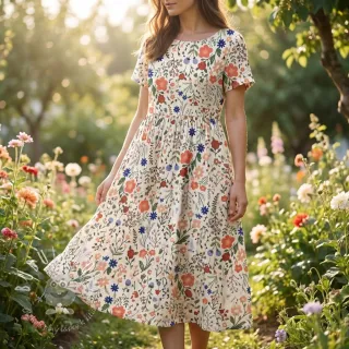 Viskóza s ľanom Botanic design B