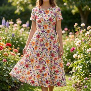 Viskóza s ľanom Floral design B