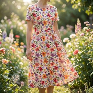 Viskóza s ľanom Floral design B