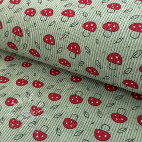 Menčester STRETCH Little mushrooms old green