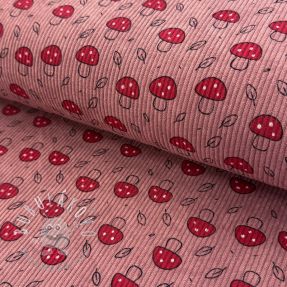 Menčester STRETCH Little mushrooms old pink
