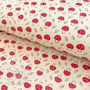 Menčester STRETCH Little mushrooms light sand