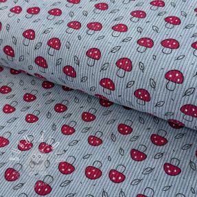 Menčester STRETCH Little mushrooms old blue