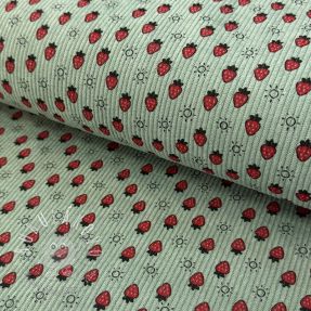 Menčester STRETCH Little strawberries old green