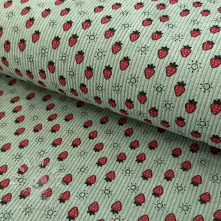 Menčester STRETCH Little strawberries old green