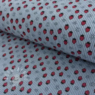 Menčester STRETCH Little strawberries old blue