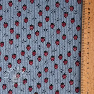Menčester STRETCH Little strawberries old blue
